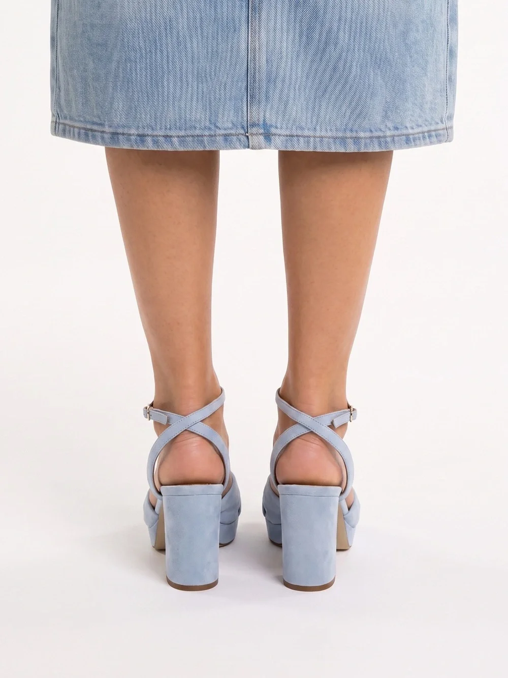 NEW Margaux Light Blue Knotted Ankle-Strap Platform Sandals